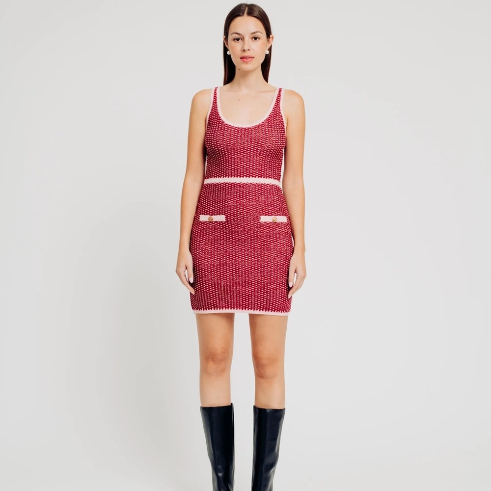 Aqua Red and Pink Knit Mini Dress